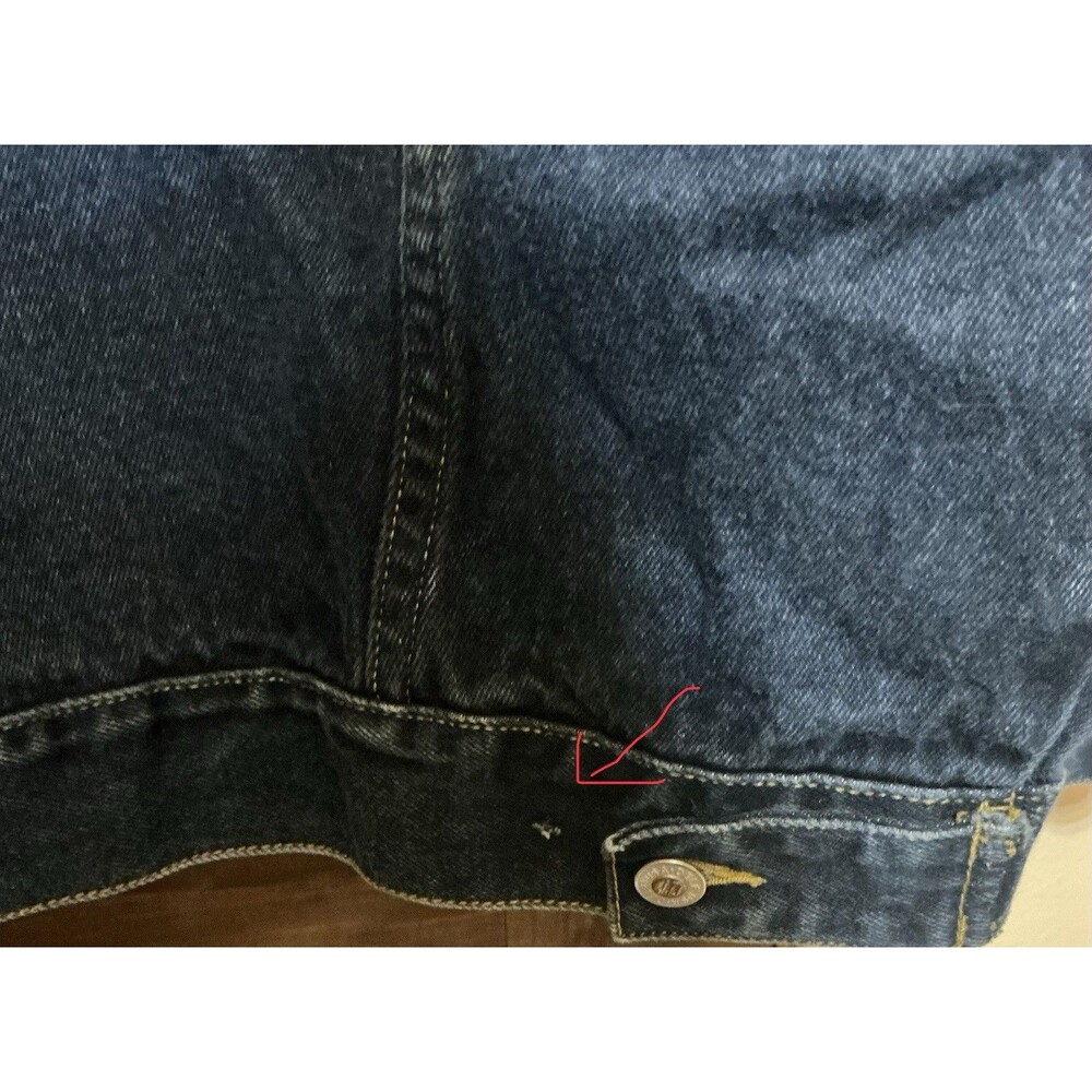Vtg Delf USA Denim Trucker Jacket Mens 2XL Blue Jean Hip Hop Streetwear READ - Picture 3 of 4